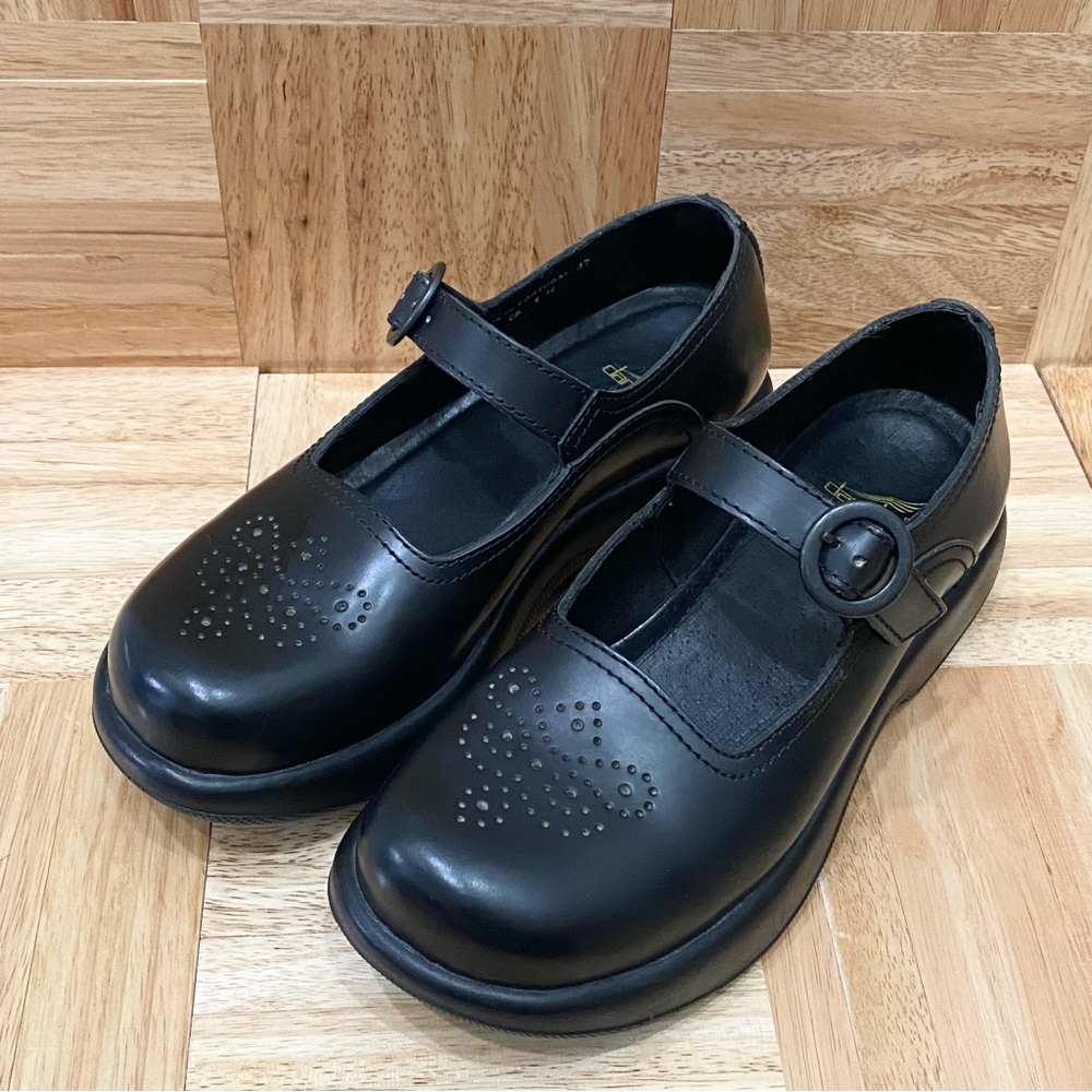 DANSKO Mary Janes Perforated Butterfly Black Clogs Size 37 US6.5-7